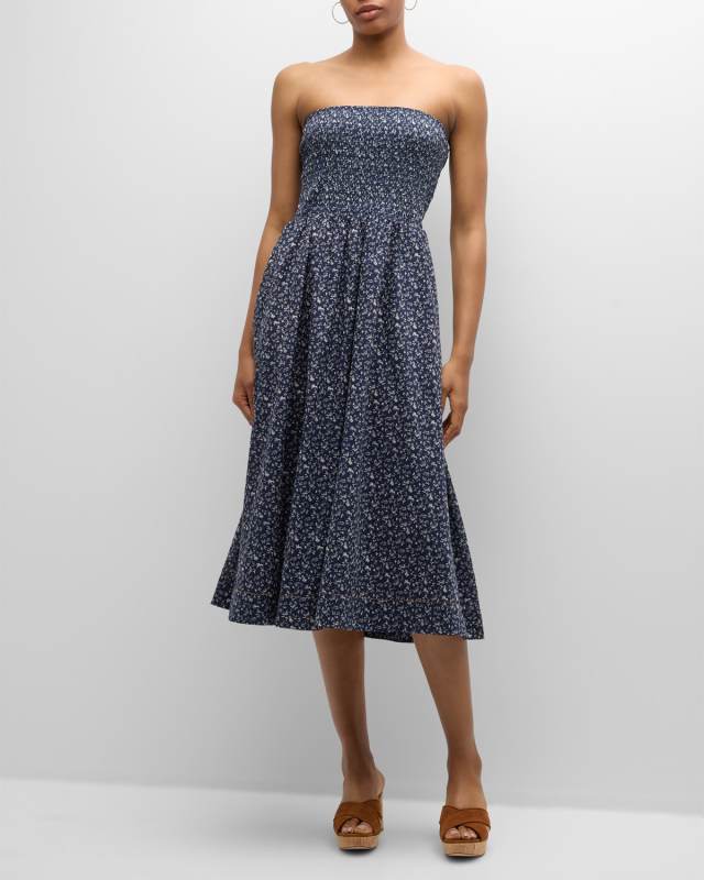Cornelia Strapless Floral Midi Dress